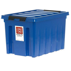 Контейнер 70 л с крышкой, синий, на роликах