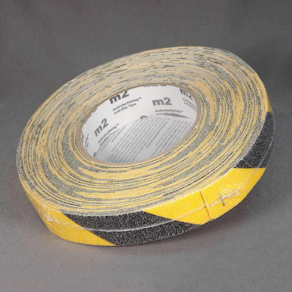 Лента противоскользящая 25мм,18.3м,зернистая,черно-желтая